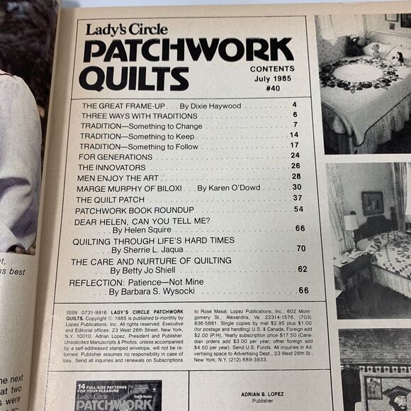 2 Lady's Circle Patchwork Quilts Magazines July 1985‎ & Jan 1986 Quilt Patterns - Picture 3 of 7